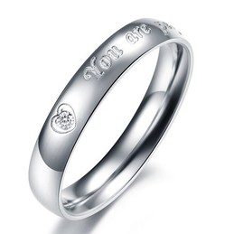 Quality and Quantity Assured Titanium Ring For Lovers With Rhinestone