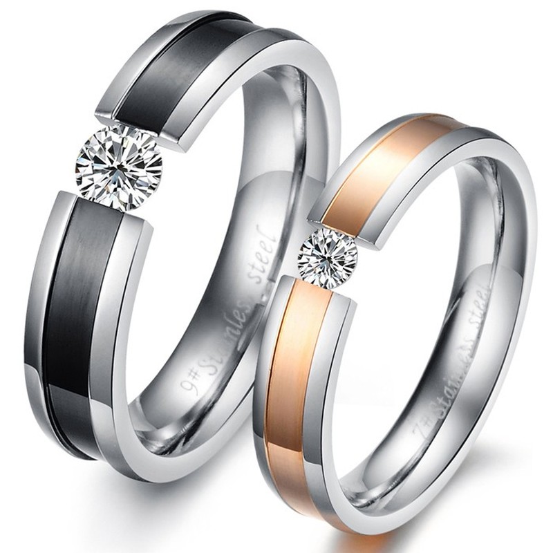Dependable Performance Titanium Ring For Lovers With Rhinestone