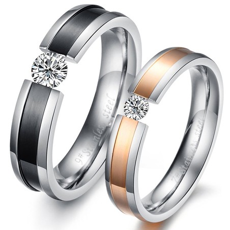 Dependable Performance Titanium Ring For Lovers With Rhinestone