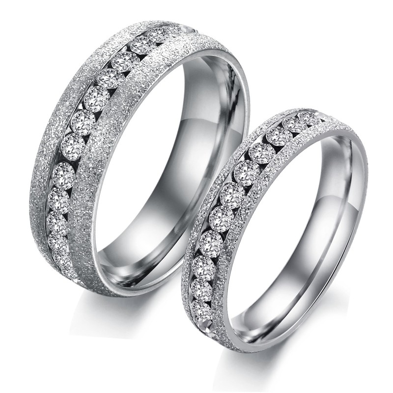 Wide Varieties Pearl Sand Titanium Ring For Lovers 