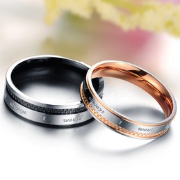 to Enjoy High Reputation at Home and Abroad Grid Titanium Ring For Lovers
