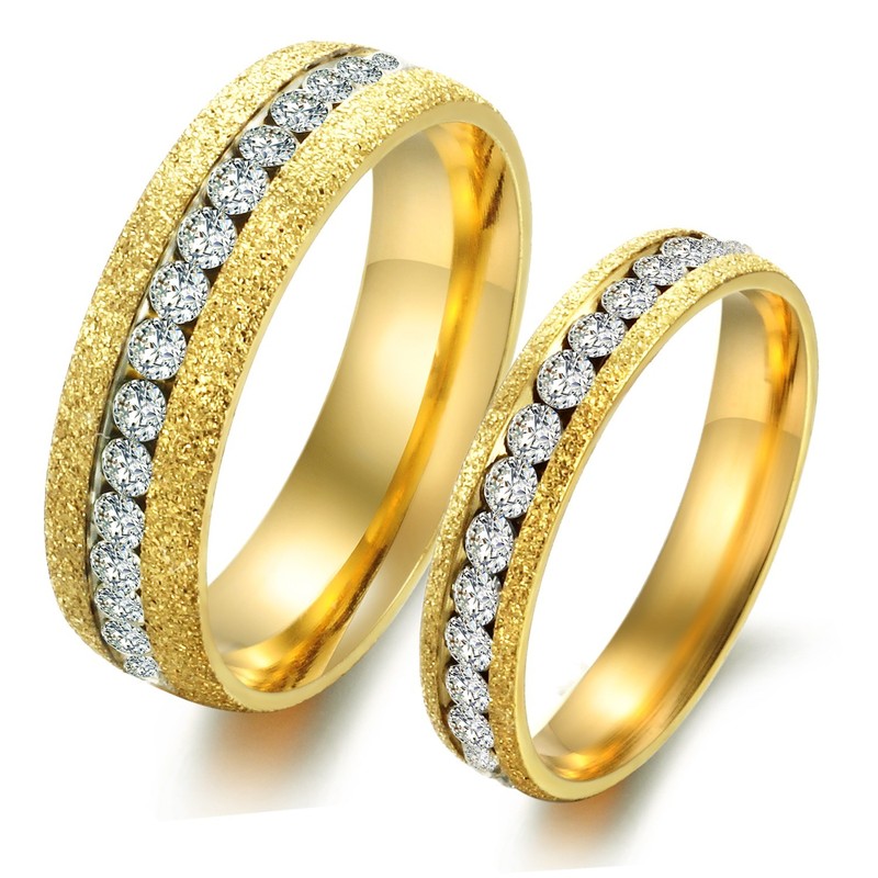 Stable Quality Pearl Sand Titanium Ring For Lovers 