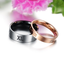 Dependable Performance Roman Numerals Titanium Ring For Lovers 