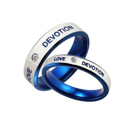 Stable Quality Blue Titanium Ring For Lovers 