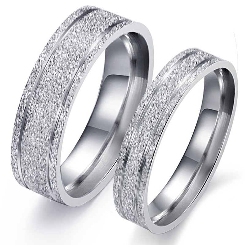 Durable in Use Pearl Sand Titanium Ring For Lovers 