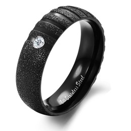 Stable Quality Pearl Sand Titanium Ring For Lovers 