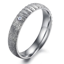 Stable Quality Pearl Sand Titanium Ring For Lovers 