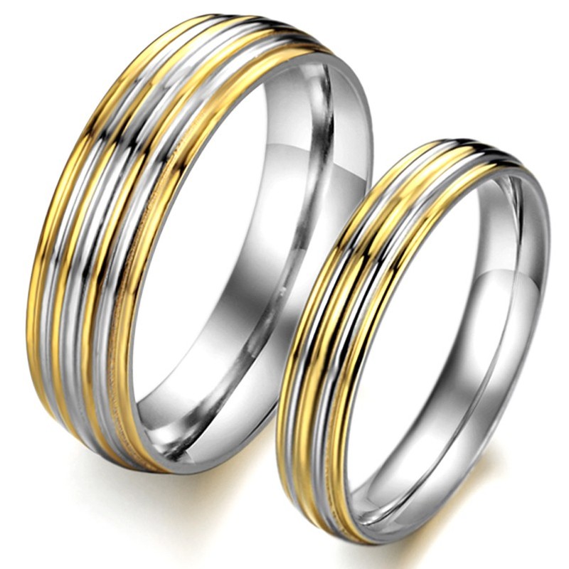 Superior Quality Golden Titanium Ring For Lovers