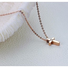 The Queen of Quality Cross Titanium Necklace With Rhinestone