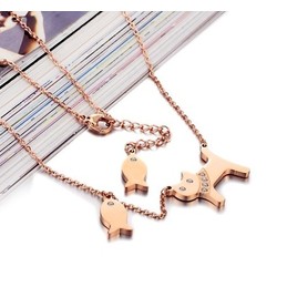 Selling Well all over the World Cats Eat Fish 
 Titanium Necklace