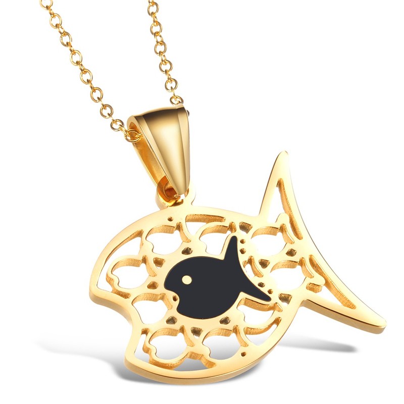 Quality and Quantity Assured Fish Shape Titanium Necklace 