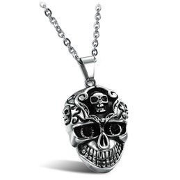 Superior Quality Male Skull Titanium Necklace 