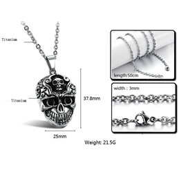 Superior Quality Male Skull Titanium Necklace 