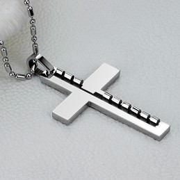 Quality and Quantity Assured Male Cross Titanium Necklace 