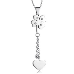 Quality and Quantity Assured Female Clover Shape Titanium Necklace 