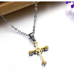 Easy to Use Female Cross Titanium Necklace With Rhinestone