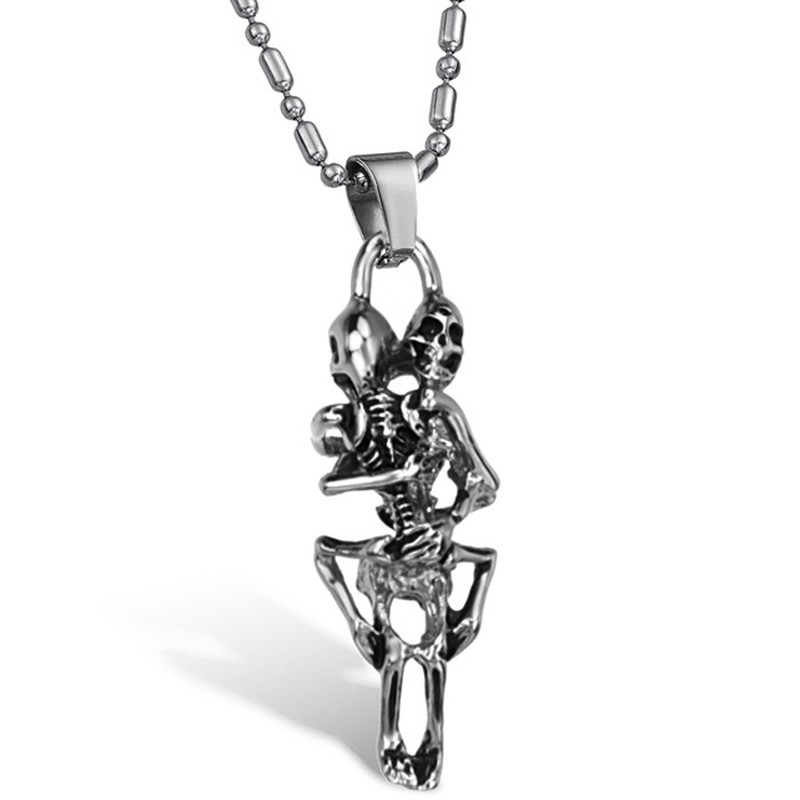 Stable Quality Male Skull Titanium Necklace 
