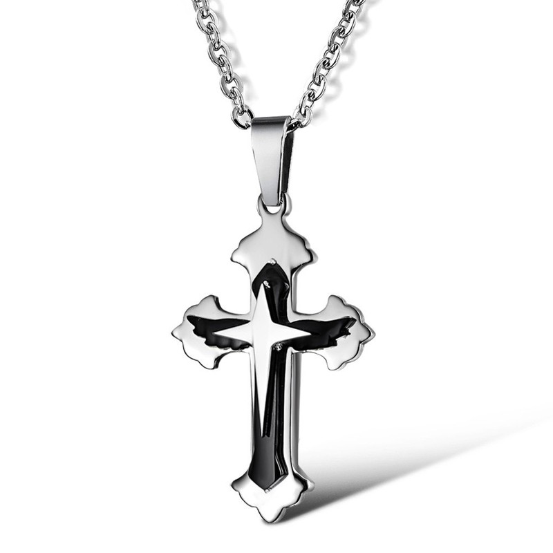 Stable Quality Male Cross Titanium Necklace 