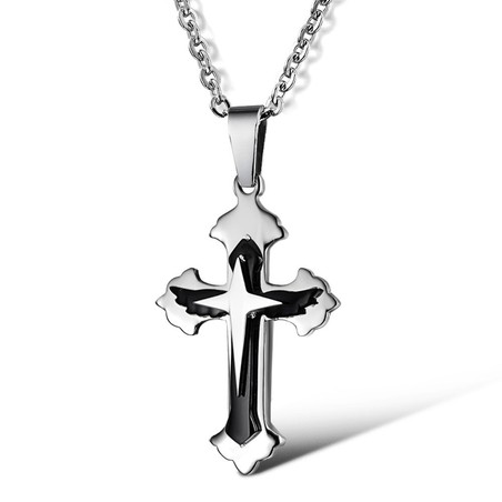 Stable Quality Male Cross Titanium Necklace 