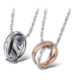 High Quality Titanium Necklace For Lovers With Rhinestone