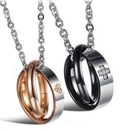 Superior Quality Titanium Necklace For Lovers With Diamond