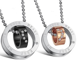 The Queen of Quality Sweetheart Titanium Necklace For Lovers With Diamond