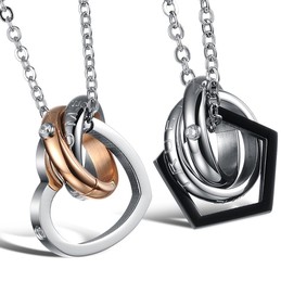 Reliable Quality Sweetheart Titanium Necklace For Lovers With Rhinestone