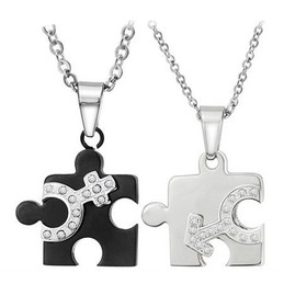 to Have a Long Story Black and White Titanium Necklace For Lovers 