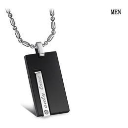 High Quality Black Titanium Necklace For Lovers With Diamond