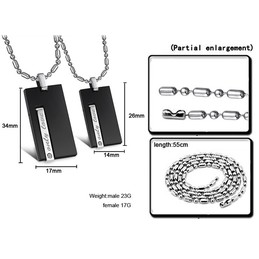 High Quality Black Titanium Necklace For Lovers With Diamond
