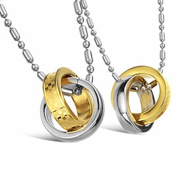 Selling Well all over the World Dual Ring Titanium Necklace For Lovers 