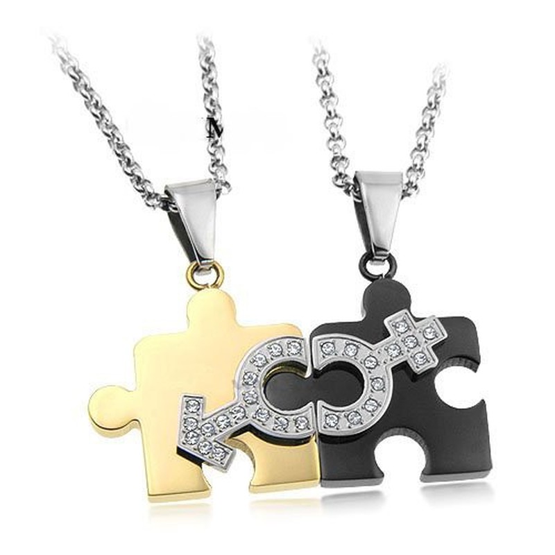 Excellent Quality Titanium Necklace For Lovers With Diamond