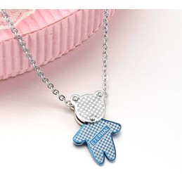 Stable Quality Blue Bear Shape Titanium Necklace For Lovers 