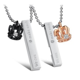 Easy to Use Rectangle Titanium Necklace For Lovers With Rhinestone