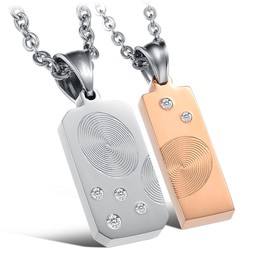 Quality and Quantity Assured Fingerprint Titanium Necklace For Lovers 