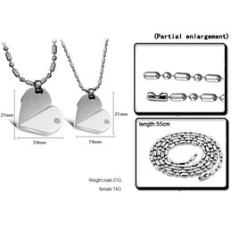 High Quality Sweetheart Titanium Necklace For Lovers