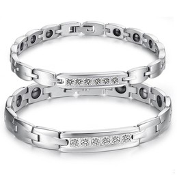 Reliable Quality Health Titanium Lodestone Bracelet For Lovers With Rhinestone