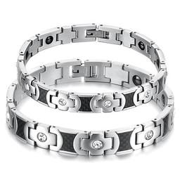 Superior Quality Health Titanium Bracelet For Lovers With Rhinestone