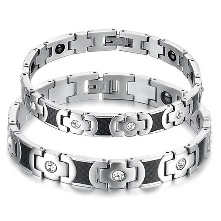 Superior Quality Health Titanium Bracelet For Lovers With Rhinestone