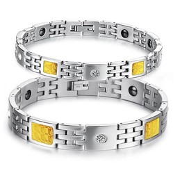 Superior Quality Health Titanium Lodestone Bracelet For Lovers With Rhinestone