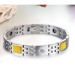 Superior Quality Health Titanium Lodestone Bracelet For Lovers With Rhinestone