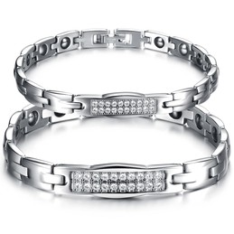 The Queen of Quality Health Titanium Lodestone Bracelet For Lovers With Diamond