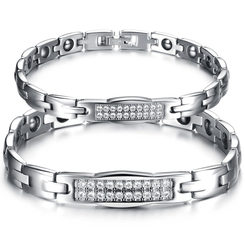 The Queen of Quality Health Titanium Lodestone Bracelet For Lovers With Diamond
