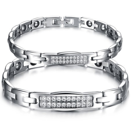 The Queen of Quality Health Titanium Lodestone Bracelet For Lovers With Diamond