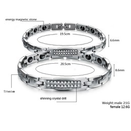 The Queen of Quality Health Titanium Lodestone Bracelet For Lovers With Diamond