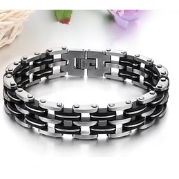 Quality and Quantity Assured Male Titanium Silicone Bracelet 