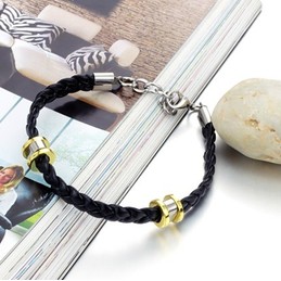 High Quality Concise Titanium Leather Bangle  