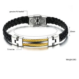 Excellent Quality Male Titanium Leather Bangle 