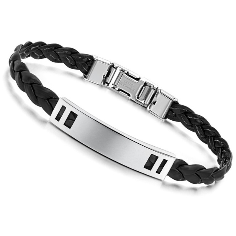 Easy to Use Female Titanium Leather Bangle 