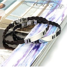 Easy to Use Female Titanium Leather Bangle 
